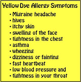 yellow dye allergy symptoms